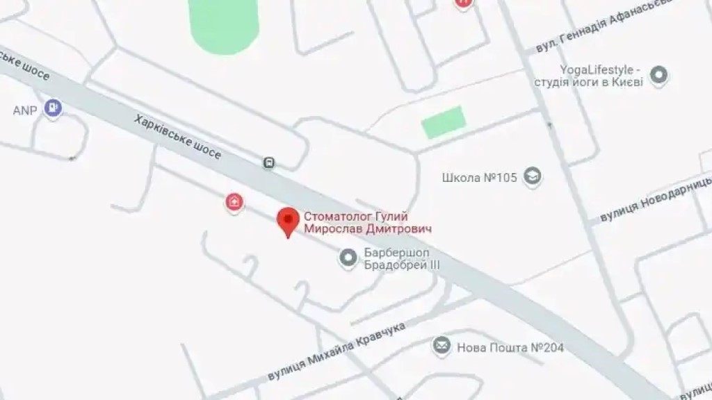 Місцезнаходження стоматології Мирослава Гулого на карті Києва.